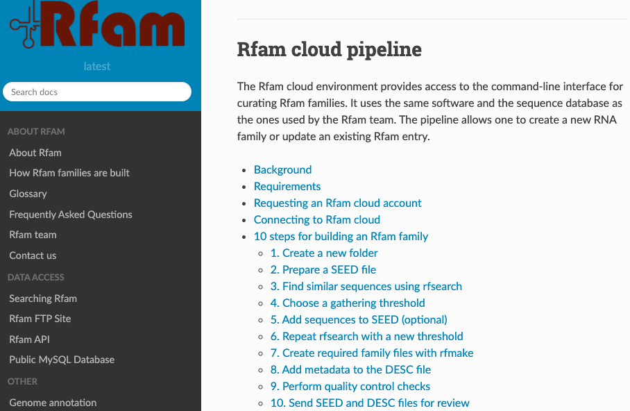 Rfam Cloud documentation